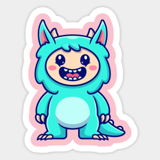 Cute Monster Kid Cartoon Sticker